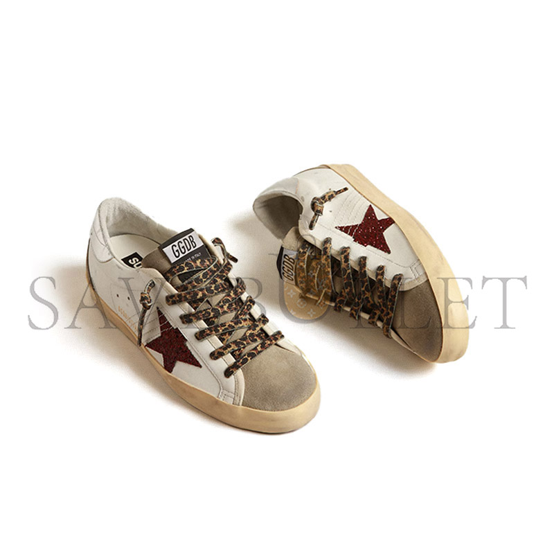 GOLDEN GOOSE BURGUNDY GLITTER STAR AND SILVER HEEL TAB GWF00102